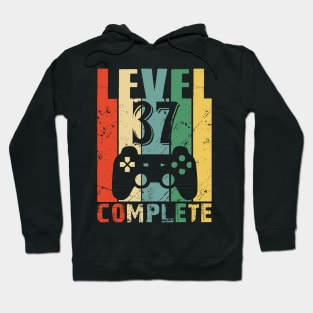 Vintage 37th Wedding Anniversary Level 37 Complete Funny Video Gamer Birthday Gift Ideas Hoodie